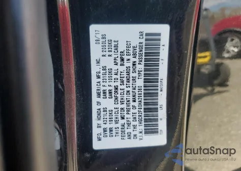 2017 Honda Accord Exl from USA, damaged, VIN 1HGCR2F80HA298360